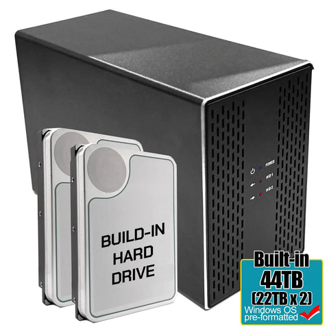 Top Shelf Dual Bay Usb 3.0 External Hard Drive Yields Knockout 44Tb Storage with two drives visible side by side.