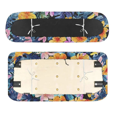 Bottom view of Tropical Flower Golf Cart Seat Cover Set Front And Rear With Breathable Fabric And Split Backrest Full Coverage