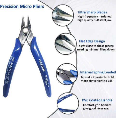 10 Pack Flush Wire Cutters Pliers Set With Diagonal Side Cutting Jaws For Jewelry Making And Crafts Ultra Sharp High Carbon Steel Blades Five Inch Palm Size