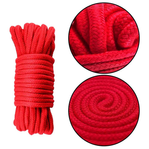 Red soft cotton rope from Soft Cotton Rope Cord Set 2 Pack 33 Feet Each 8mm Thick Twisted Rope For Craft D I Y Home Decor Black And Red Great For Gift Wrapping Furniture Decor Macrame And Creative Projects, close-up details