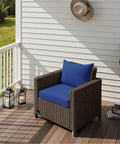 Outdoor Seat Cushion Set 24 X 24 X 4 Inch Waterproof And Fade Resistant Cushions With Removable Covers And Ties on patio chair
