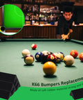 8 Foot Pool Table Bumpers Set Of 6 With Cushion Facings for Billiard Rails in game room scene with cue and balls