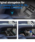 Hyundai Santa Fe Under Console Organizer Tray For 2024 To 2026 Models Fits SE SEL XRT Limited Calligraphy And Hybrid in car view
