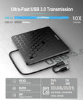 Ultra Slim External CD DVD Drive USB 3.0 Type-C No Fuss Plug And Play Optical Burner For Laptops Desktops And PCs Read Write Burn CD DVD On Windows Mac Linux Compact Black, black slim drive