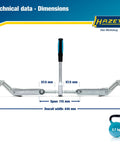 Hazet beam puller 1774-1 with two end clamps, central screw, metal body, 440 mm overall width.