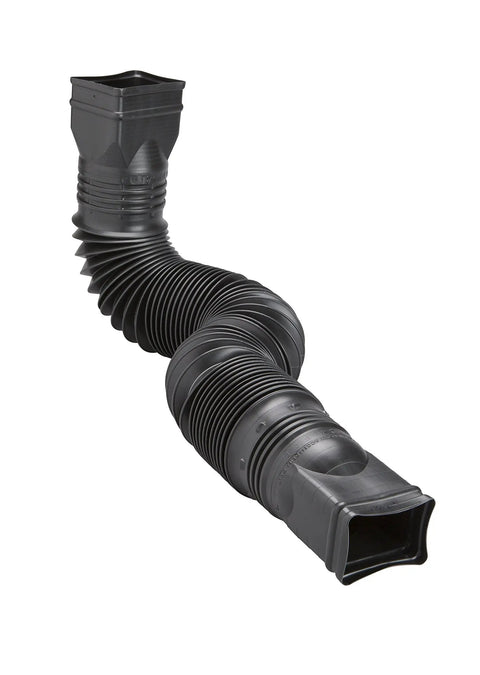 Flex A Spout Downspout Extension In Black No Fuss Easy Bend Corrugated Rainwater Redirector for 2x3 or 3x4 Downspouts