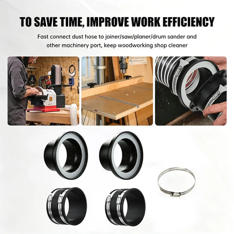 4 Inch Magnetic Dust Collection Fitting Starter Kit With One To Multi Quick Connect System and Strong Rare Earth Magnet Seal for Woodworking Shop Vacuums and Hose Tools Easy Install with receiver rings and clamps