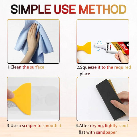 Drywall Patch Repair Kit With Scraper, Spackle Paste For Quick And Easy Hole Fix On Walls, Plaster Dents And Wood Scratches, Home DIY Wall Repair Tool To Restore Pristine Surfaces Fast