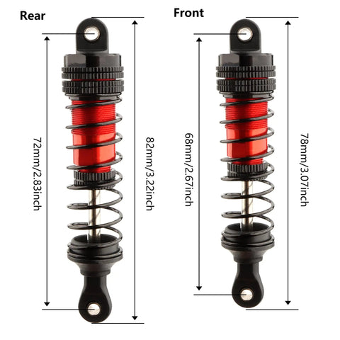 Front And Rear Aluminum Shocks Absorber Damper Set For 1 By 16 Scale RC Cars Universal Fit Upgrade Replacement Parts Red