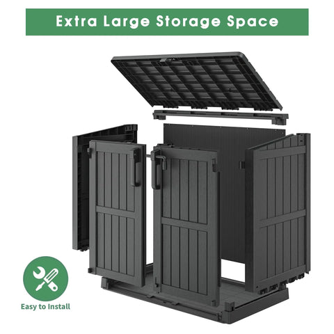36 Cu Ft Weatherproof Outdoor Storage Cabinet With Dual Lockable Doors And Floor For Garage Patio Backyard open view