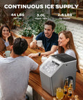 Countertop Ice Maker That Cranks Out 44 Lbs A Day With Dual Water Inlets, Crystal Clear Ice Cubes, Auto Self Cleaning, Stainless Steel Build