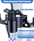 Close-up of Heavy Duty Aluminum Trailer Chain Organizer With 7 Way Plug Holder showing plug and drainage hole