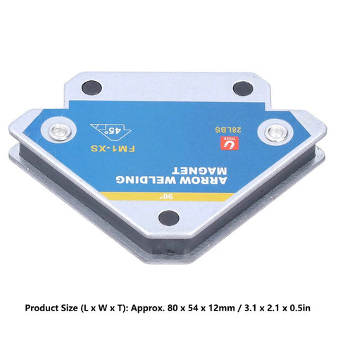Pro Grade Magnetic Welding Support Kit with heavy duty weld magnet in arrow style, size 80x54x12mm, 28 pound hold, for metalwork alignment
