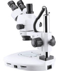 Trinocular Stereo Zoom Microscope With 7x To 45x Magnification, 360 Degree Rotating Head, Coarse Focus, Widefield 10x Eyepieces, Sturdy Adjustable Stand For Pro Grade Detail Viewing And Hands On Learning, white tabletop unit