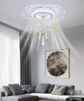 Ceiling Fan with Light 18.5 inch App Control Flush Mount Low Noise 6 Gears with floral design and gentle airflow