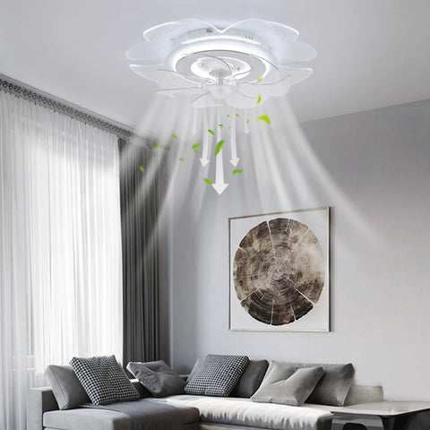 Ceiling Fan with Light 18.5 inch App Control Flush Mount Low Noise 6 Gears with floral design and gentle airflow