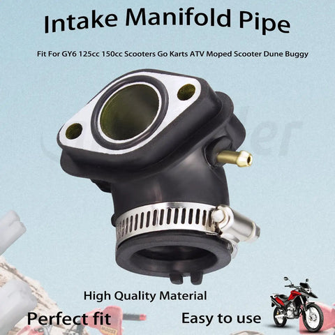 GY6 Carburetor Intake Manifold Pipe Replacement Fits 152QMI 157QMJ Engine for Scooters Mopeds 125cc 150cc