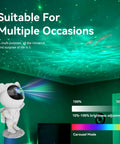 Astronaut-shaped Galaxy Star Projector Night Light casting nebula effects on ceiling, suitable for Christmas and birthday parties.