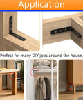 20 Pack Heavy Duty L Corner Shelf Brackets 4x4 Inch Black used on desks, cabinets, and wardrobes for 90 Degree Right Angle Support