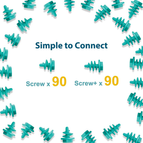 Screws Kit Top Up 180 Piece For Kids, Cardboard Construction Tools, featuring 90 screws and 90 screw+ pieces in blue.