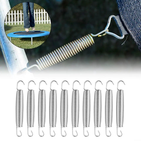 Super Tough 50Kg Load Extension Springs 10 Pack Heavy Duty Steel Made For Garage Doors And Trailer Ramps That Never Snap Plus Great Elasticity! shown on trampoline.