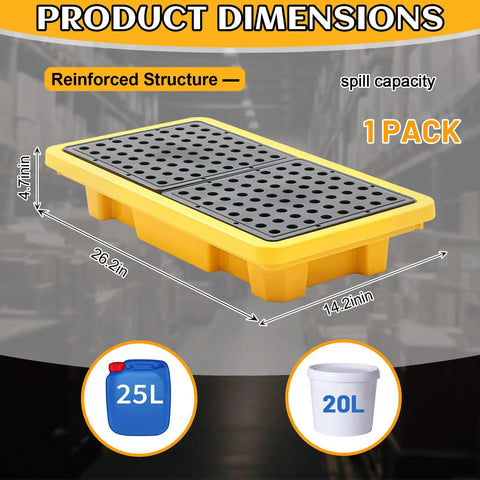 Heavy Duty Forkliftable Spill Pallet 48x24x4 Inch With 2000 Lbs Capacity Industrial Oil And Chemical Spill Containment Tray