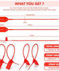 Red Plastic Tamper Seals Pack With Numbered Zip Ties For Fire Extinguishers And Everyday Security, 170 mm Length