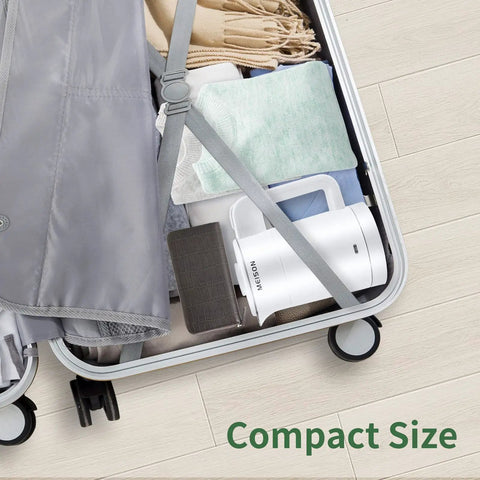 Ultra Compact 0.6L Electric Kettle Travel Ready On The Go Stainless Steel Mini Hot Water Boiler packed in suitcase