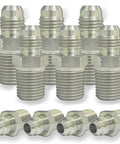 Ten-pack of Three Eighths Inch JIC Male To Three Eighths Inch NPT Male Hydraulic Fitting Carbon Steel SAE 37 Degree Flare Adapter