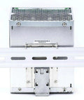 Heavy Duty 960 Watt 24 Volt 40 Amp Industrial Din Rail Power Supply Featuring Active Pfc rear view mounted on rail.