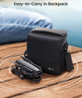 Dope 4K GPS Drone With 2 Axis Gimbal, Remote ID, 30FPS Cam, Follow Me next to compact carrying case on wooden surface