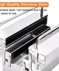 Hella Durable Stainless Steel Portable Toolbox With Foldable Clamshell Design, showing cantilever drawers and sturdy handle.