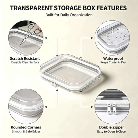 Three Pack Super Sized Clear Hard Shell Zipper Travel Cases For Makeup Cosmetics Toiletries Toys And Gear With Hella Room durable and waterproof storage features.