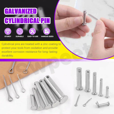 All In One Clevis Pin Kit With 51 Pieces In 18 Sizes M5 M6 M8 M10 M12 Zinc Plated Flat Head Pins Plus Cotter Pins For Quick Fittings
