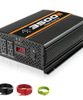 Heavy Duty Road Ready 3500W Power Inverter For Cars Trucks Rvs And Solar Rigs DC to AC Converter with four AC outlets and LCD screen.