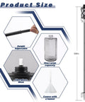 Diagram showing 4 Pack Gray Glass Outdoor Garden Torches 59 Inch Tall With Upgraded 16 Oz Citronella Fuel 5 Prong Grounded Stake details.
