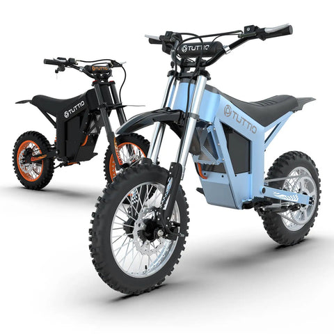 Full Send Electric Dirt Bike Built Around A Mean 2000W Motor And Tough 21Ah Battery Hits 37 Mph Using Three Speed Modes Perfect For Adult Teen Weekend Ripper Trail Adventures, featuring black and blue models.