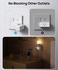 Heavy Duty Sideways Wall Outlet Extender With Three Power Sockets For Fast Charging Laptops Phones And Gadgets High Amp 1875W shown in use without blocking other outlets.