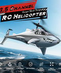 Shark Themed RC Helicopter For Kids And Adults With Altitude Hold One Key Takeoff And Landing over ocean background
