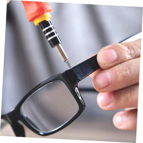 Metal Eyeglasses Repair Screws Kit, Small Replacement Set For Glasses, Sunglasses, And Watches, Durable Screws For Quick Fixes in use