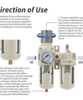 Heavy Duty Industrial Air Compressor FRL Unit With Filter Regulator Lubricator Half Inch NPT Oil Water Separator