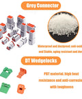 Beefy Grey 12 Pin Waterproof Wire Connector Kit, 5 sets with 60 stamped terminals, seal plugs, and heavy-duty wedge lock system
