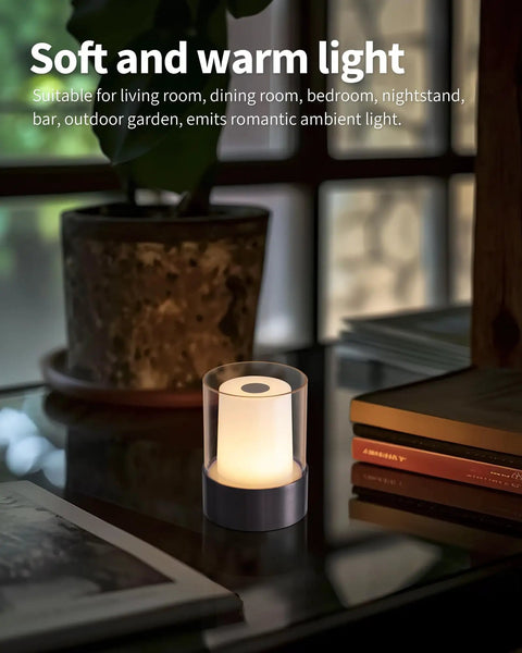 Close-up of a 2 Pack 4 Inch LED Mini Cordless Table Lamp Touch Activated Night Light Waterproof Battery Powered Rechargeable Portable Light