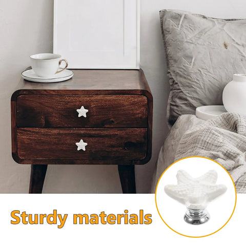 White Ceramic Star Cabinet Knob Small Decorative Drawer Pull Handle For Wardrobe Kitchen Bathroom Cabinets Retro Vibe Style