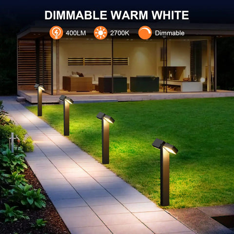 Low Voltage Outdoor LED RGBW Landscape Lights 12V 8W, 400LM Smart Path Lights illuminating walkway at night