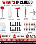 Image showing all components of the 31Pcs Quick Change Tire Valve Core Tool Kit No Tire Removal Needed Replacement Fast And Easy.