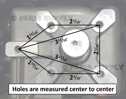 1200 Watt Tarp Motor For Dump Trucks And Trailers With Chrome Cover, close-up of mounting holes measured center to center