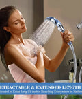 Super Flexible Expandable Shower Hose 69 Inch Extra Long For Bathing And Toilet Cleaning Leakproof Water Hose Extension With Adjustable Holder Blue Finish