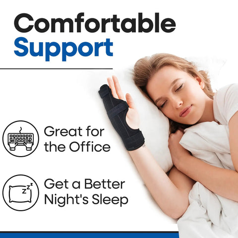 Woman sleeping with Adjustable Metacarpal Finger Splint For Hand Support And Straightening, Pinky And Ring Finger Brace, Right Hand