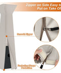 Pyramid Patio Heater Cover for Hiland Propane Heater, Light Khaki, with Zipper, 21W x 21D x 90H, 600D ripstop polyester, close-up zipper and strap